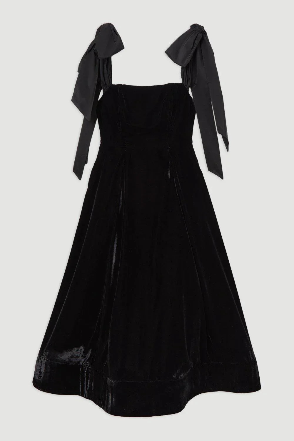 Cordelia | Elegant Black Velvet Strapless Maxi Dress With Cape