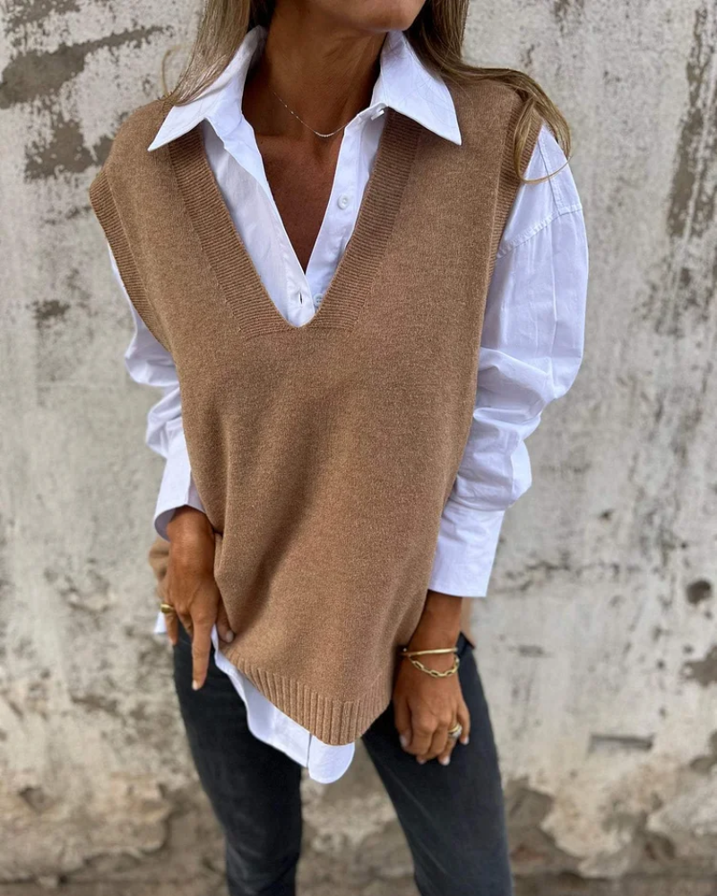 Eloise | Elegant V-Neck Sleeveless Knit Sweater Vest