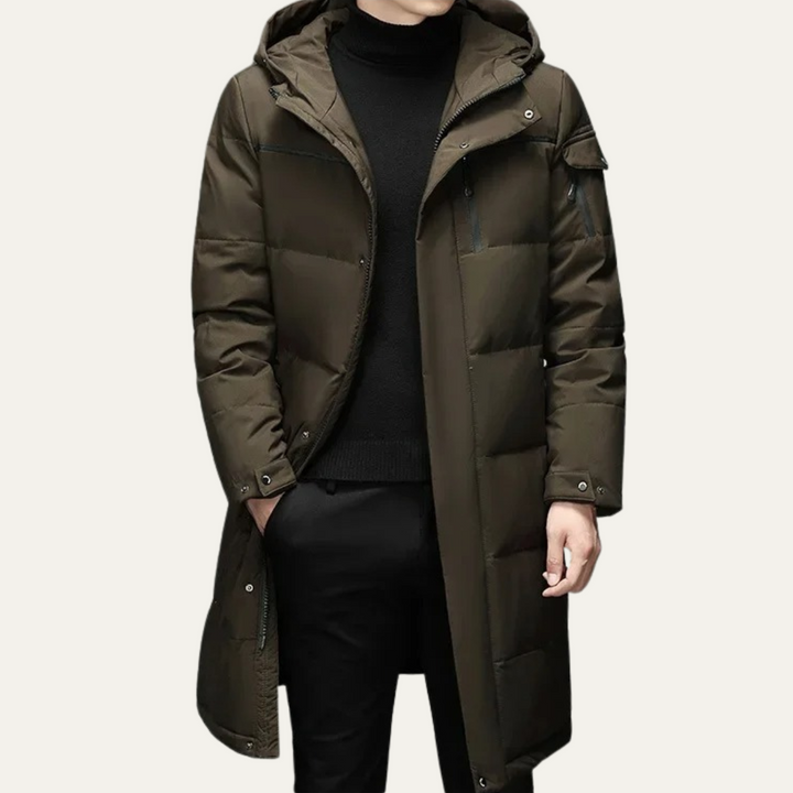 Serena | Sleek Longline Hooded Men's Thermal Puffer Coat