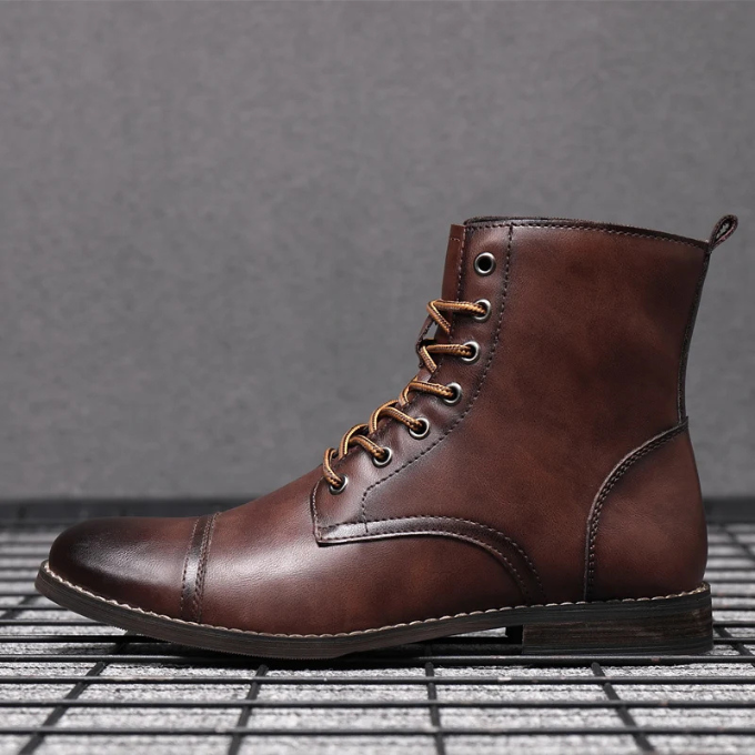Kai | Vintage Brown Leather Lace-Up Ankle Boots For Men