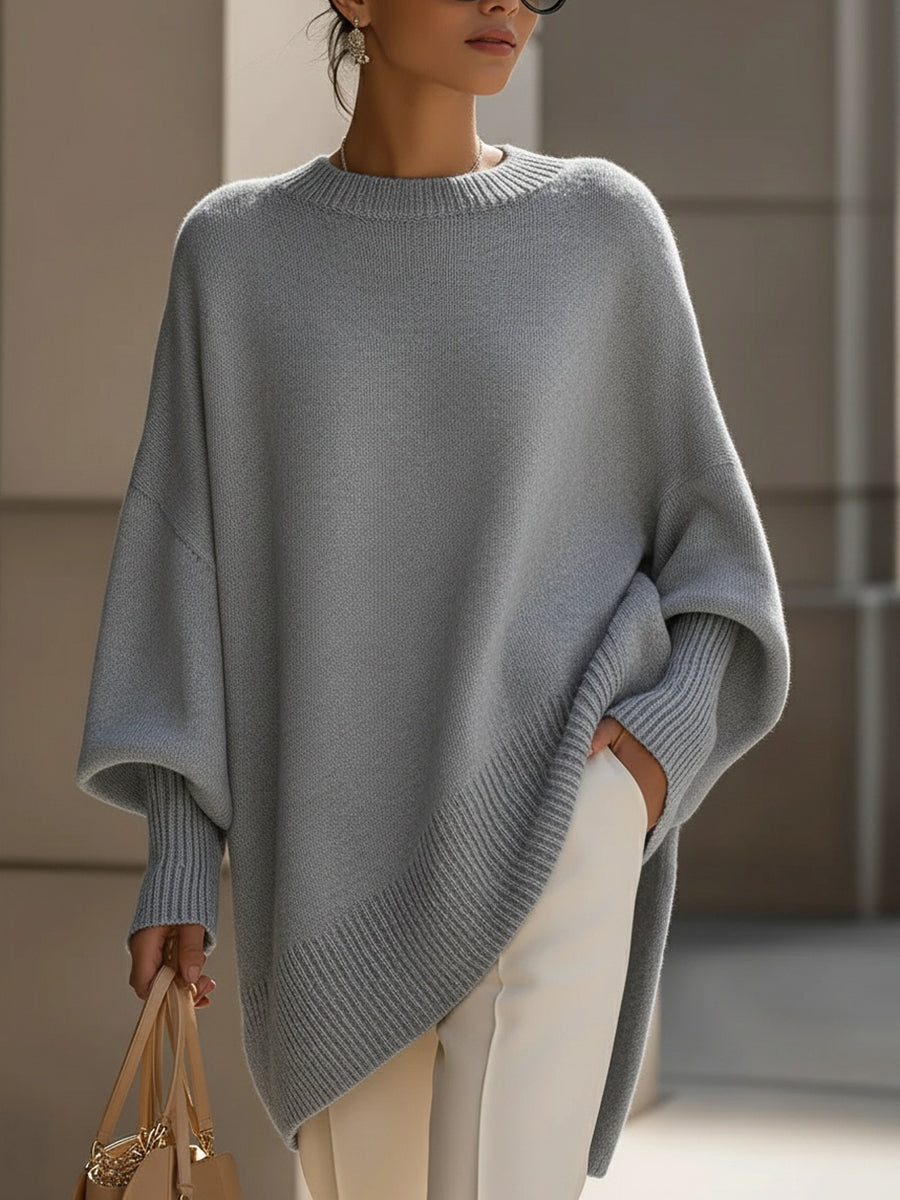 Skye | Elegant Oversized Knit Poncho With Asymmetrical Design