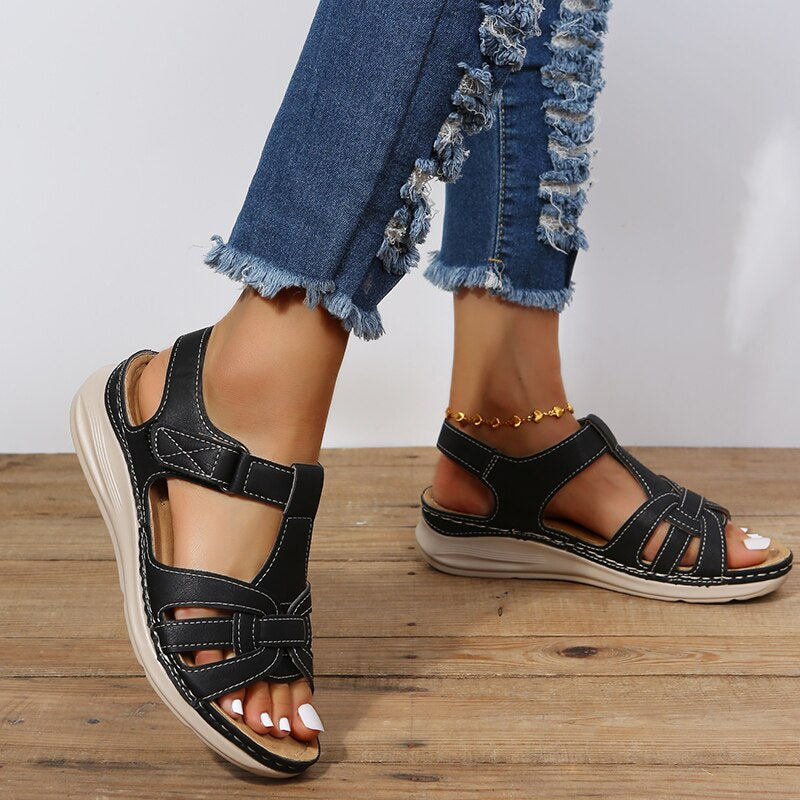 Felicity | Elegant Arch Support Walking Sandals With Buckle Straps