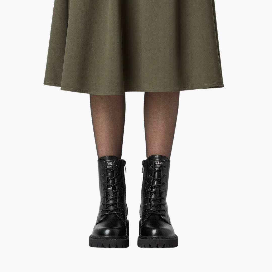 Phoebe | Elegant Fur-Lined Combat Boots With Side Zip