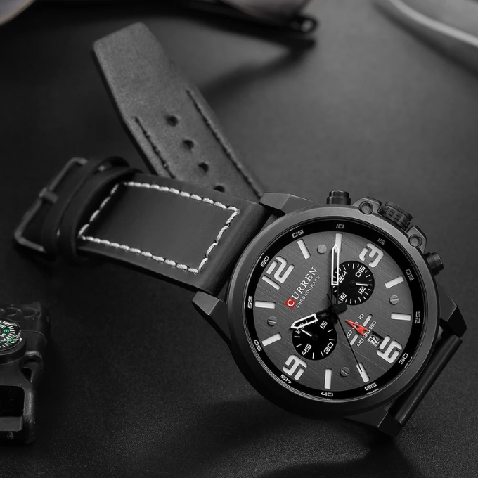Hudson | Sleek Chronograph Men's Watch With Brown Leather Strap