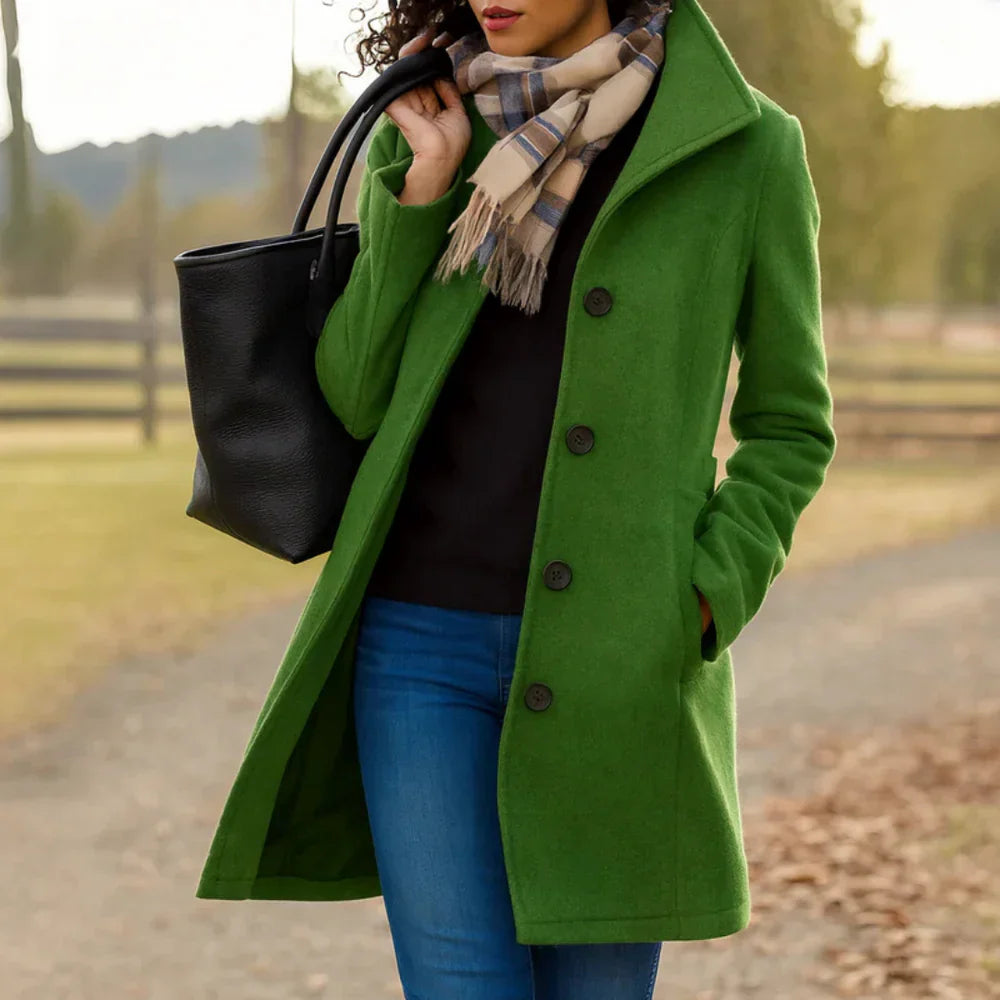 Elise | Elegant Long Black Coat With Classic Silhouette