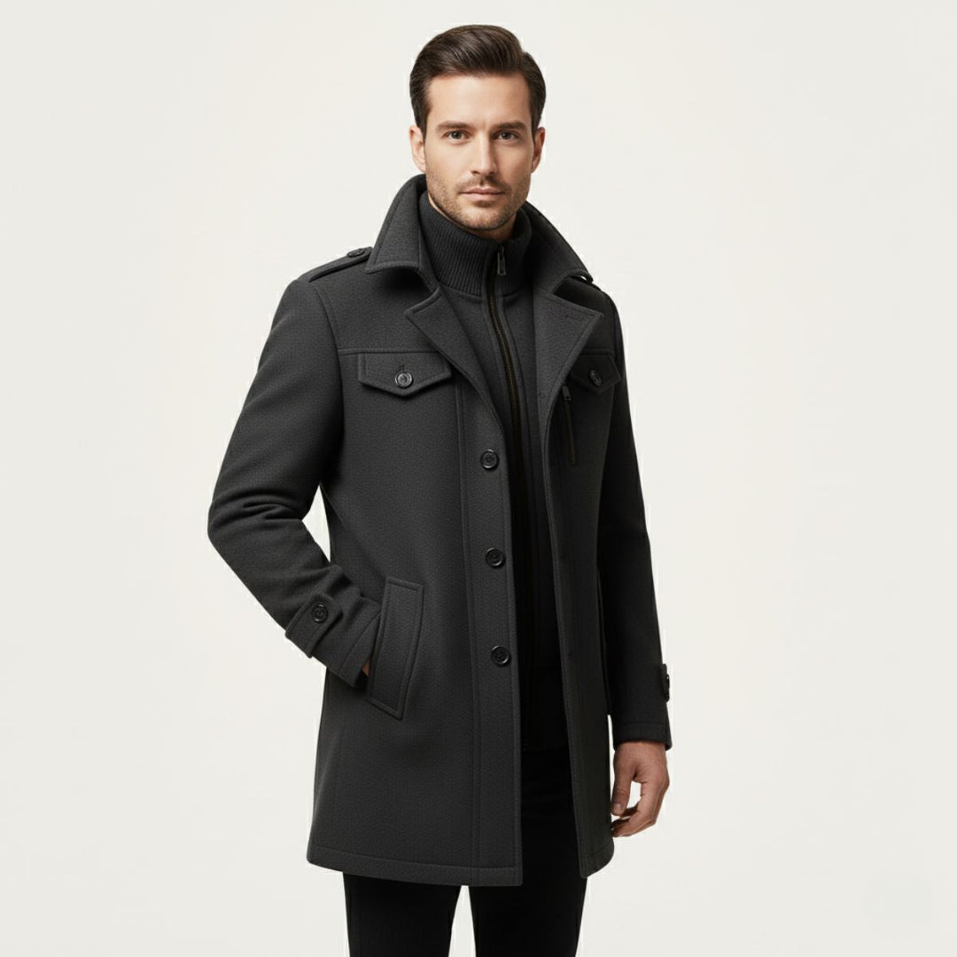 Fiona | Elegant Double-Breasted Wool Coat With Structured Collar