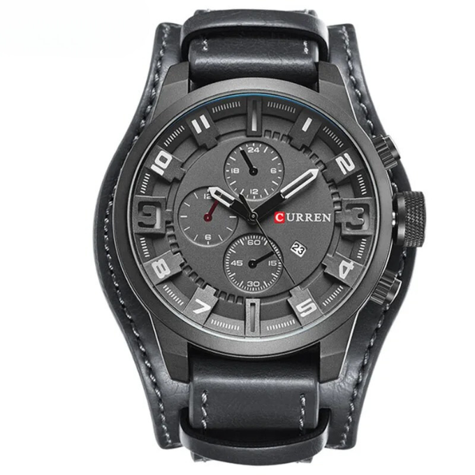 Phoenix | Sleek Brown Leather Chronograph Watch With 3D Markers
