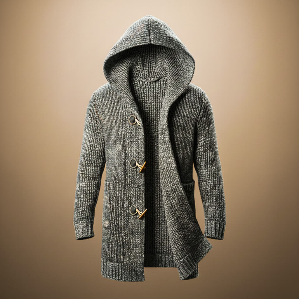 Payton | Stylish Hooded Wool Cardigan With Toggle Closure