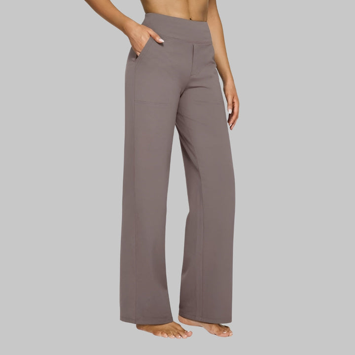 Calista | Elegant High Waisted Wide Leg Jersey Trousers