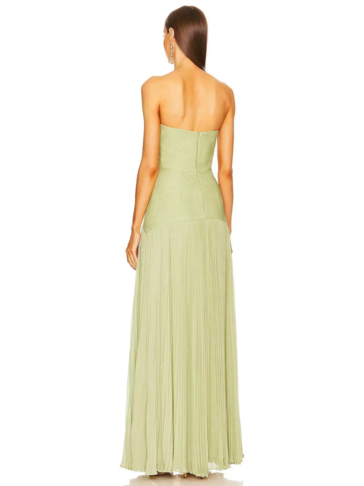 Evelyn | Elegant Strapless Pleated Maxi Dress