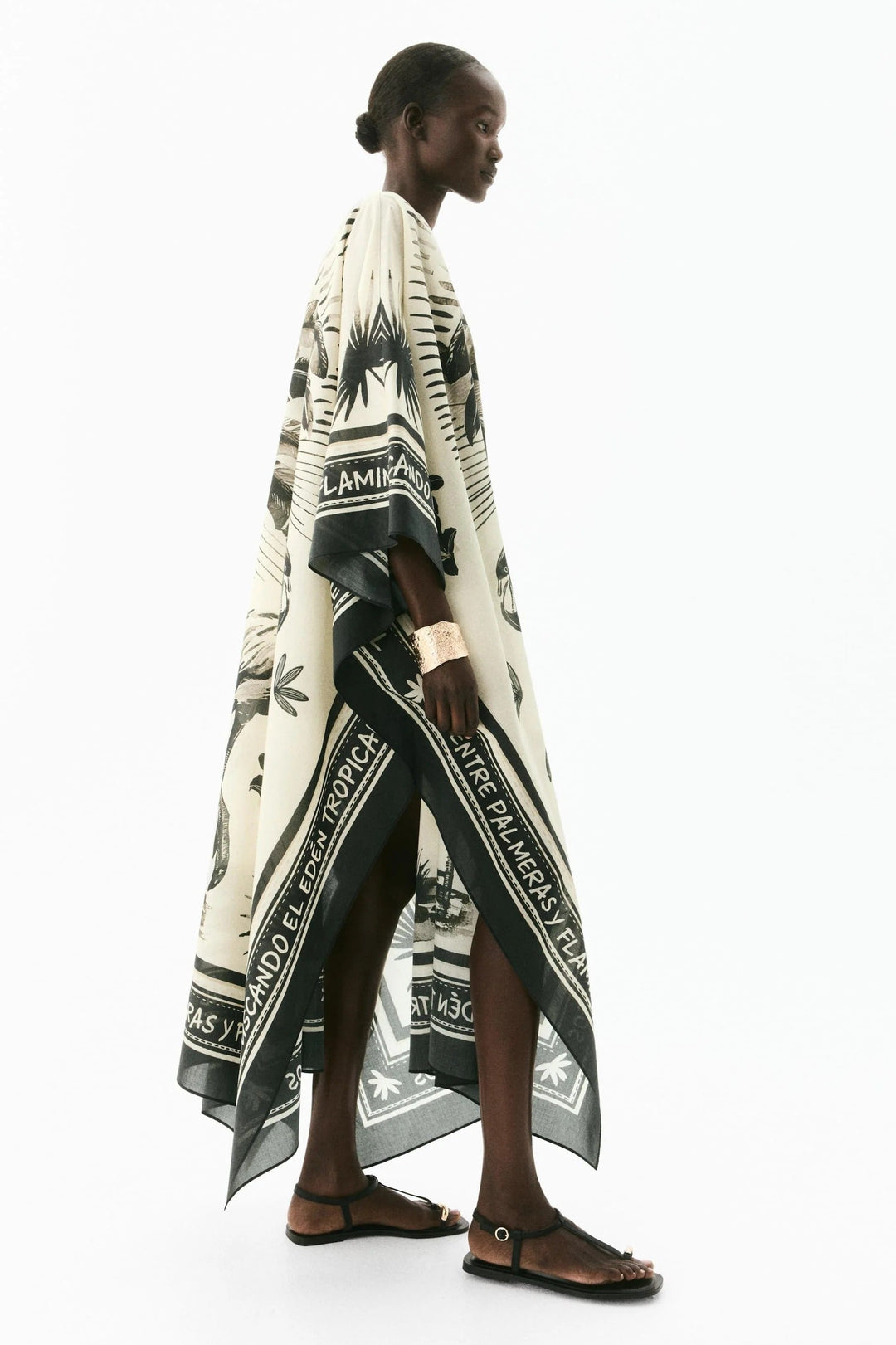Cordelia | Elegant Tropical Print Kaftan Maxi Dress