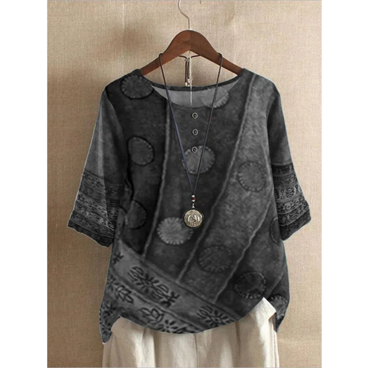 Rhea | Stylish Patchwork Three Quarter Sleeve Colorful Bohemian Top