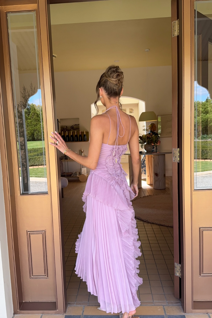 Freya | Elegant Halter Ruffle Midi Dress