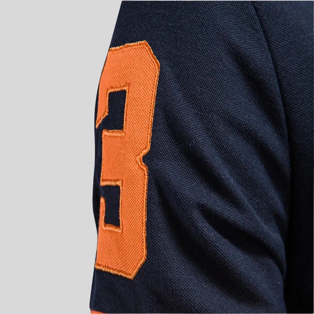 Felix | Stylish Navy Blue Contrast Polo With Orange Trim