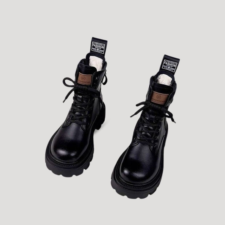Millie | Chic Fur-Lined Lace-Up Ankle Boots With Chunky Sole
