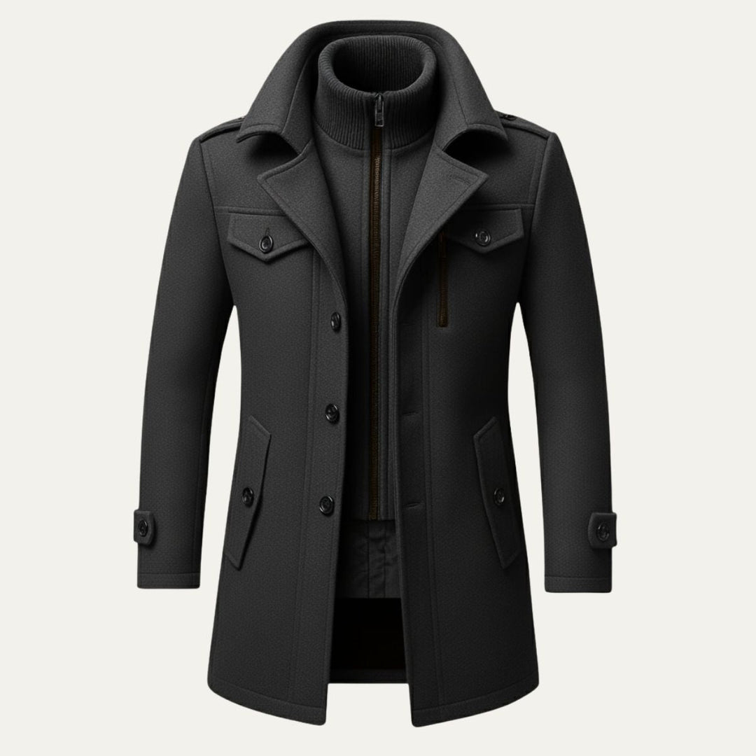 Fiona | Elegant Double-Breasted Wool Coat With Structured Collar