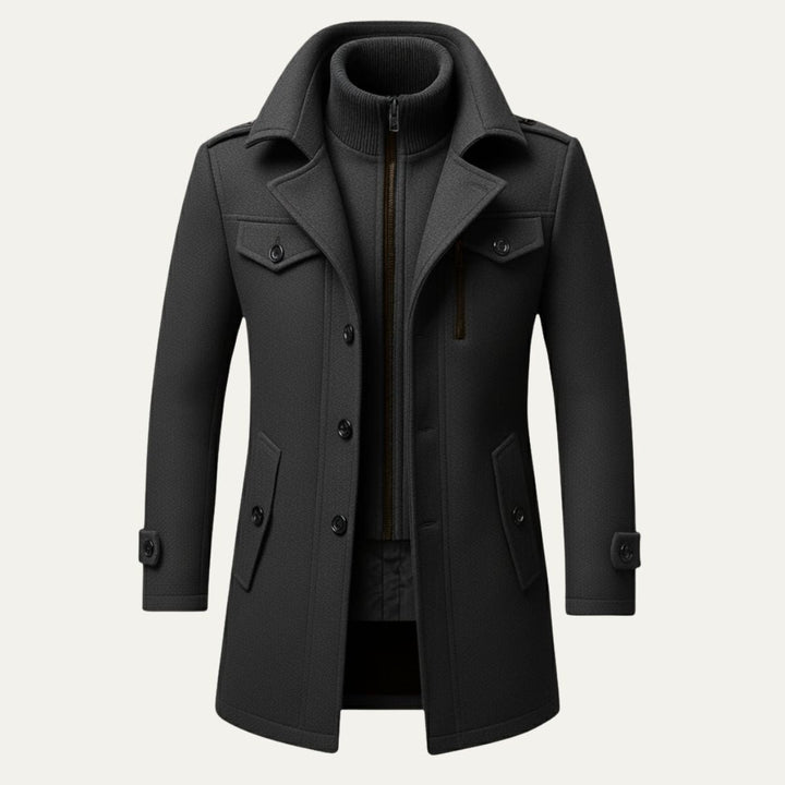 Fiona | Elegant Double-Breasted Wool Coat With Structured Collar