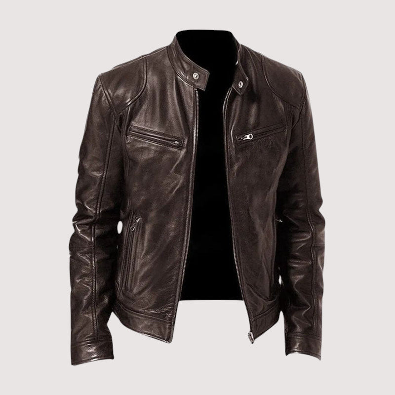 Clayton | Sleek Genuine Leather Moto Jacket Men - Black