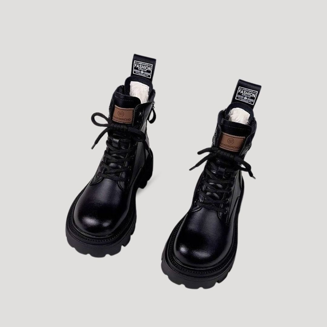 Ruby | Stylish Fur Lined Lace Up Combat Boots