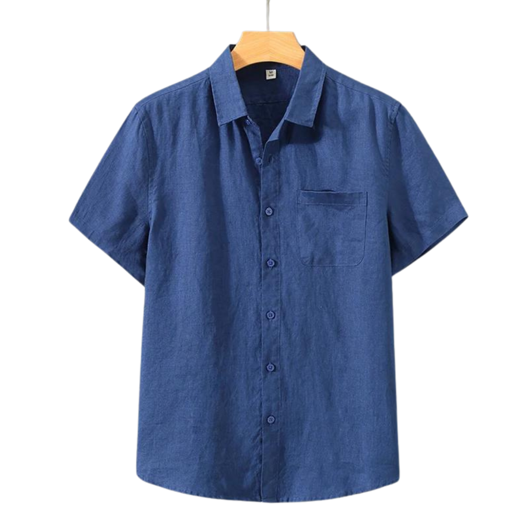 Helsinki | Elegant Short Sleeve Linen Button Up Shirt Men