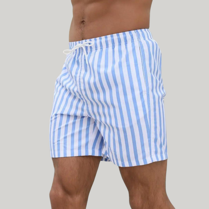Serena | Stylish Blue Striped Drawstring Swim Shorts