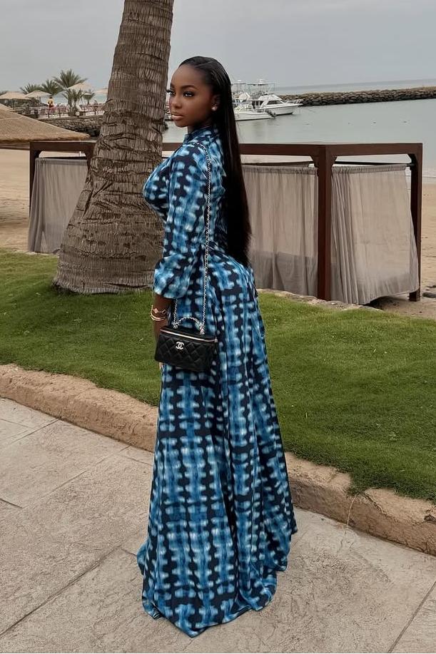 Cordelia | Chic Button-Front Tie-Dye Maxi Dress With Long Sleeves