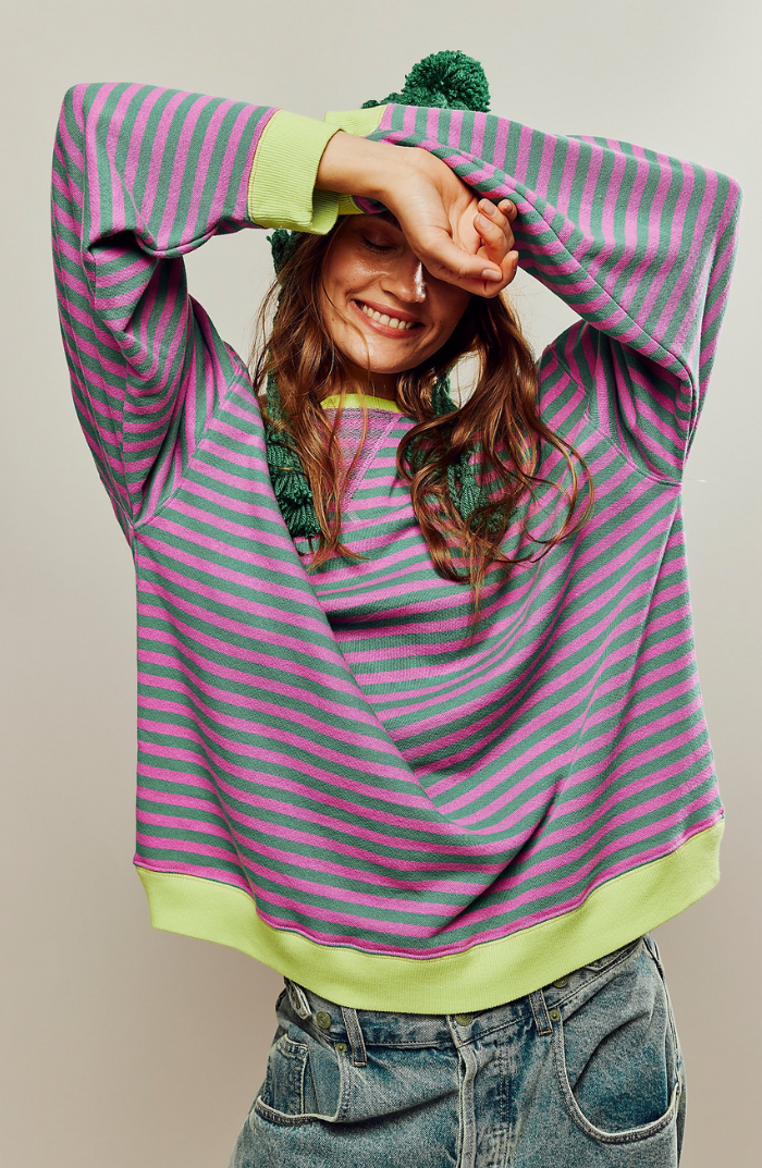 Stella | Chic Oversized Striped Sweater With Vibrant Colorblock