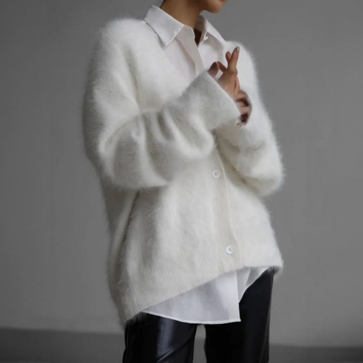 Cordelia | Elegant V-Neck Oversized Cashmere Cardigan Women