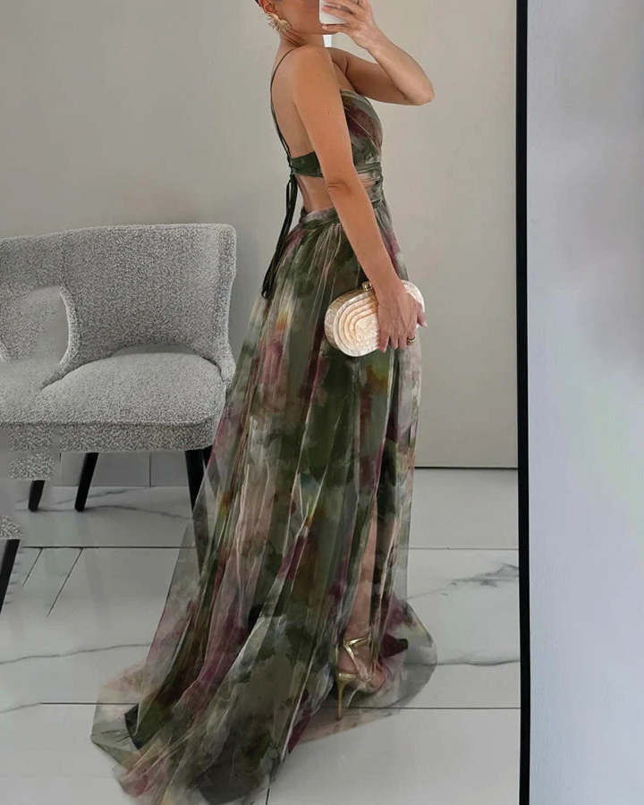 Westlake | Elegant V-Neck Floral Print Maxi Dress