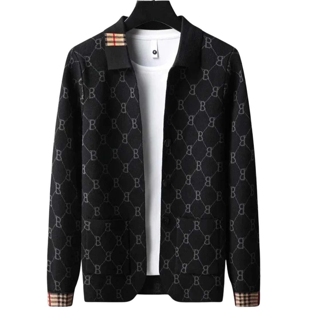 Phoebe | Elegant Monogram Button Cardigan Men's Designer Knit