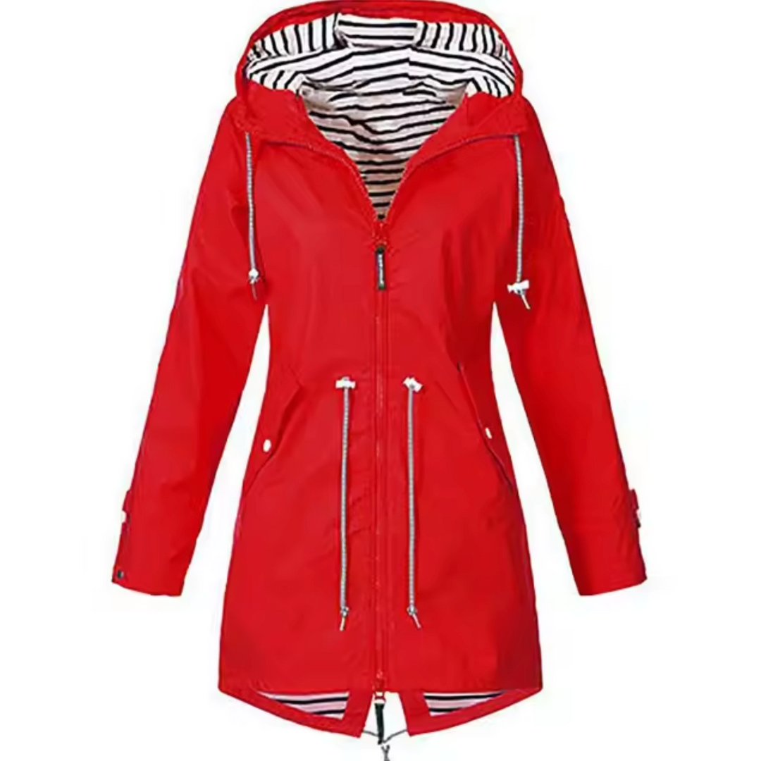 Eliza | Stylish Hooded Waterproof Rain Jacket With Drawstring
