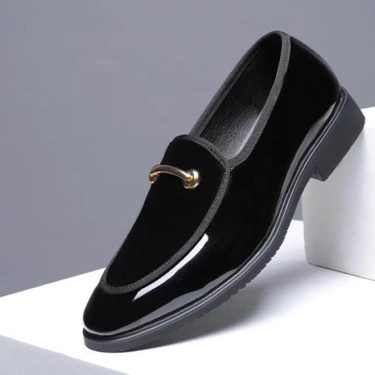 Vincenzo | Elegant Navy Blue Patent Leather Loafers