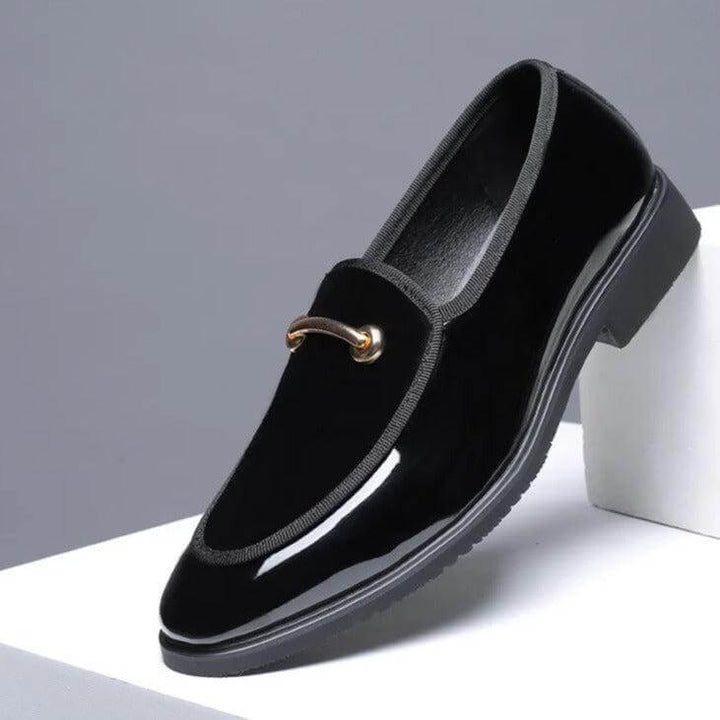 Vincenzo | Elegant Navy Blue Patent Leather Loafers