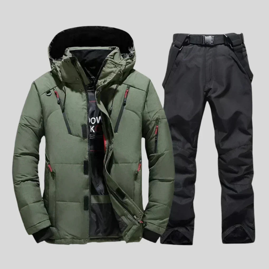 Ethan | Stylish Men's Orange Puffer Jacket and Black Snow Pants Winter Set