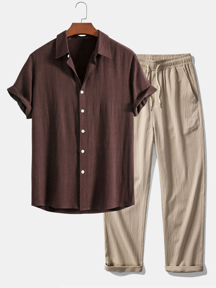 Cairo | Stylish Short Sleeve Linen Shirt And Pants Set Men
