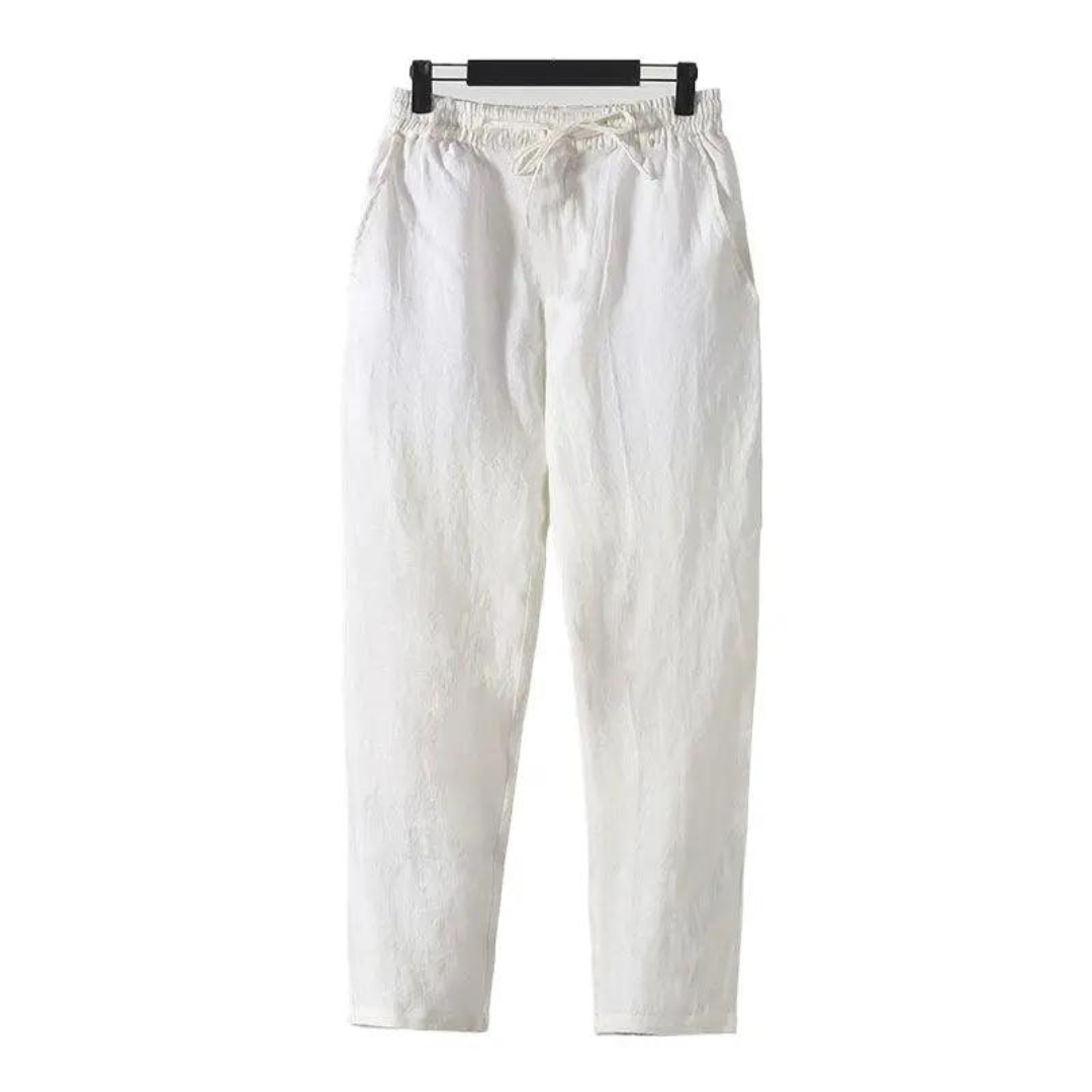 Alicia | Elegant Relaxed Fit Drawstring Linen Trousers
