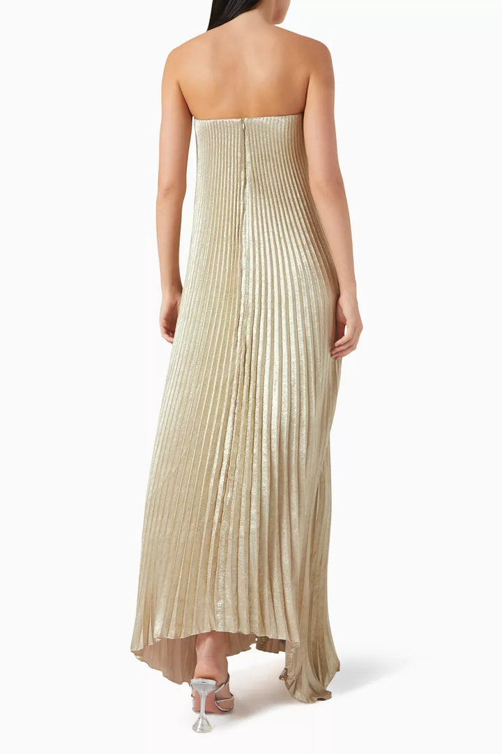 Bergamot | Elegant Pleated Floral Sweetheart Maxi Dress