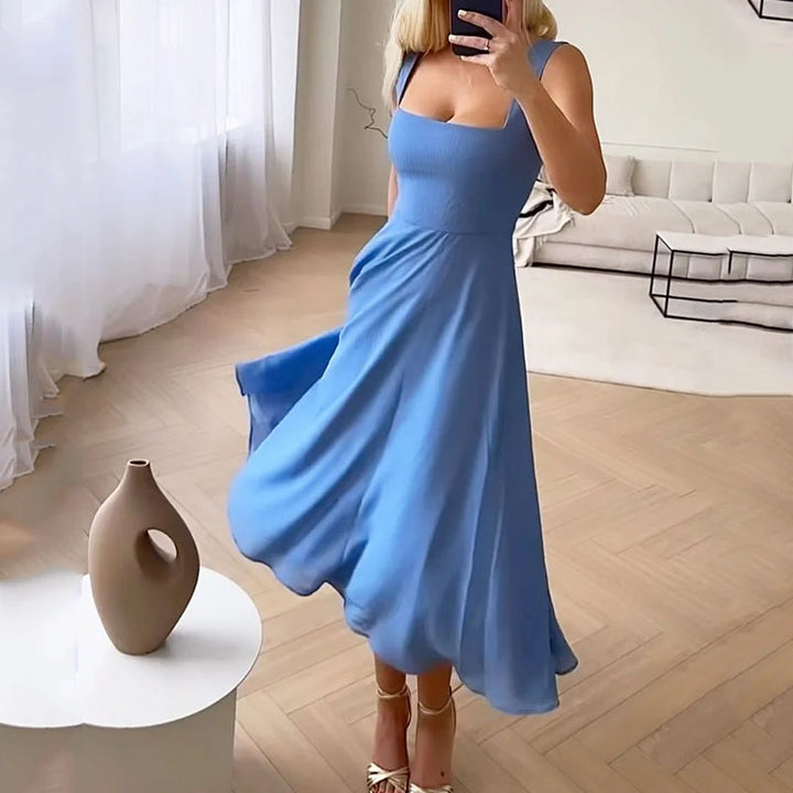 Charlotte | Elegant Square Neck A-Line Midi Dress