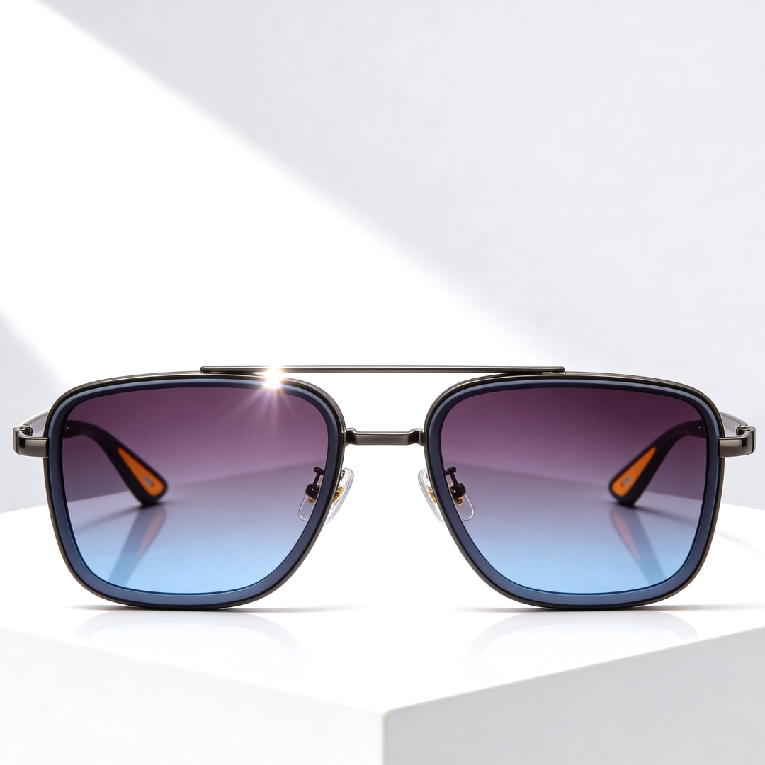 Hannah | Sleek Vintage Square Metal Frame Sunglasses