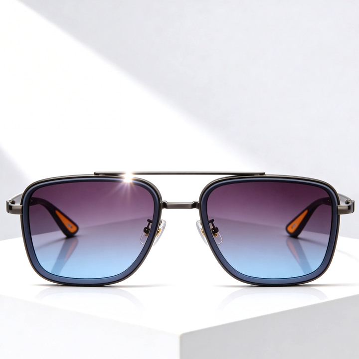 Hannah | Sleek Vintage Square Metal Frame Sunglasses