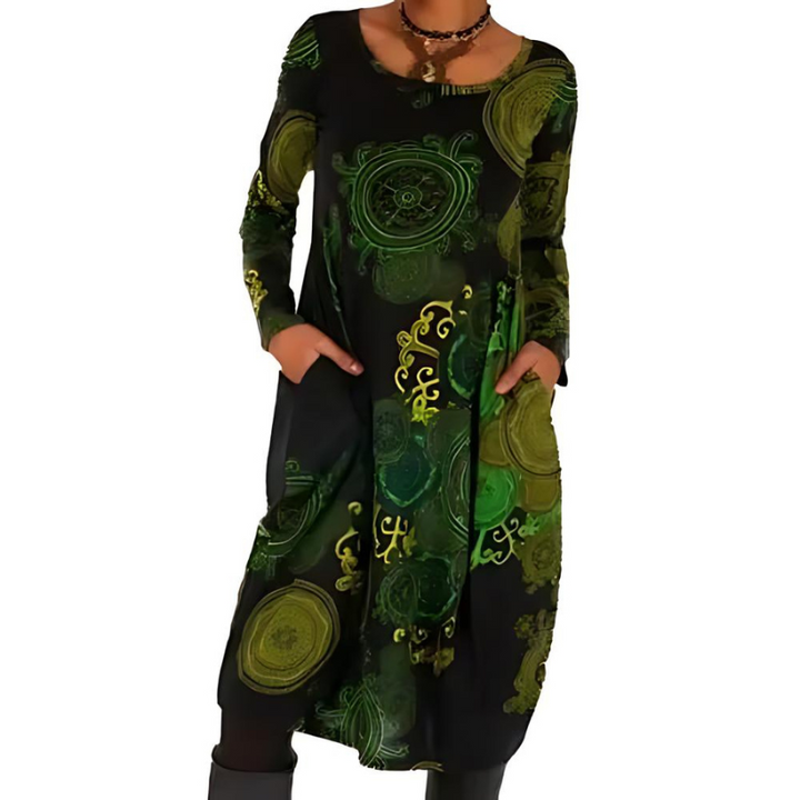 Beatrix | Boho Long Sleeve Midi Dress With Pockets