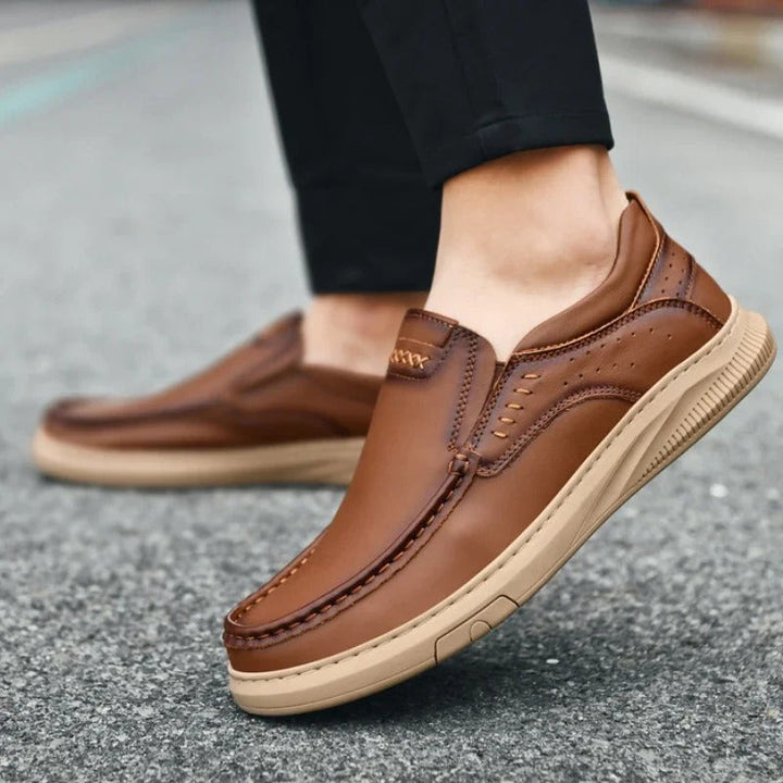 Carter | Sleek Brown Leather Slip-On Loafers For Men