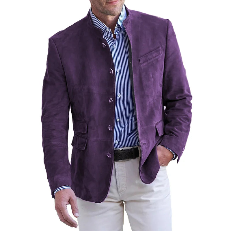 Stella | Elegant Suede Blazer With Classic Collar And Button Front