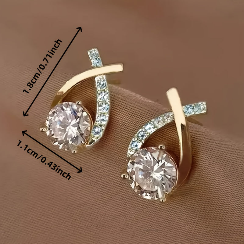 Margot | Elegant Cross Crystal Stud Earrings Gold