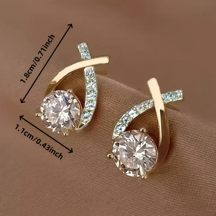 Margot | Elegant Cross Crystal Stud Earrings Gold