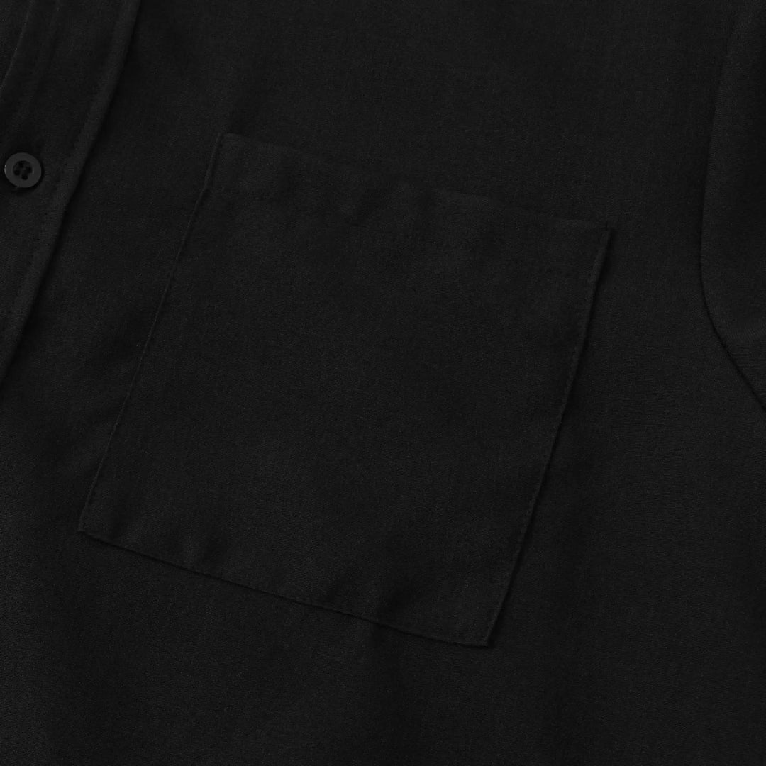 Tobias | Stylish Cotton-Linen Short Sleeve Mandarin Collar Shirt