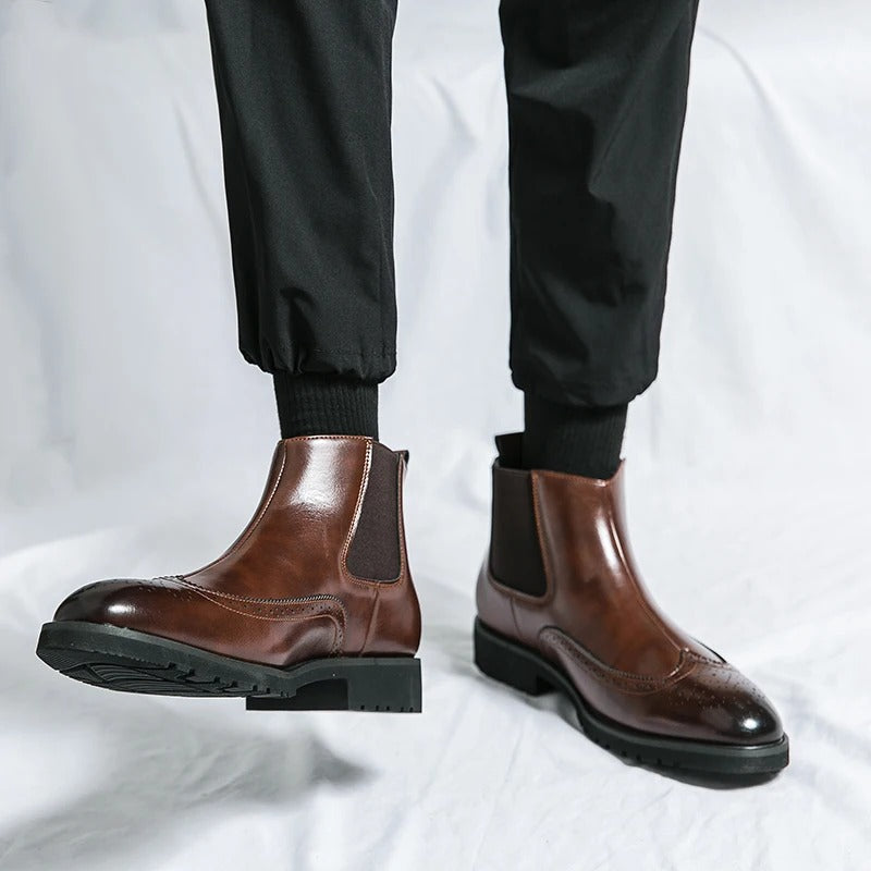 Margot | Elegant Brogue Chelsea Boots With Premium Leather