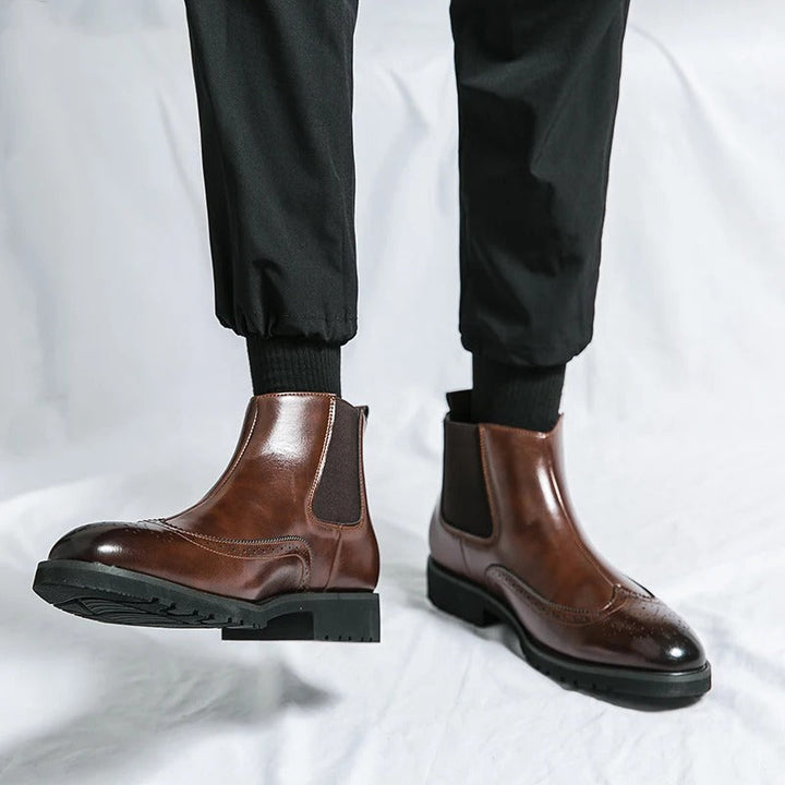 Margot | Elegant Brogue Chelsea Boots With Premium Leather