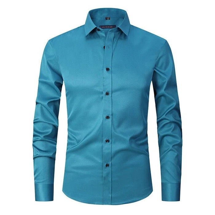 Declan | Sleek White Button-Up Long Sleeve Dress Shirt