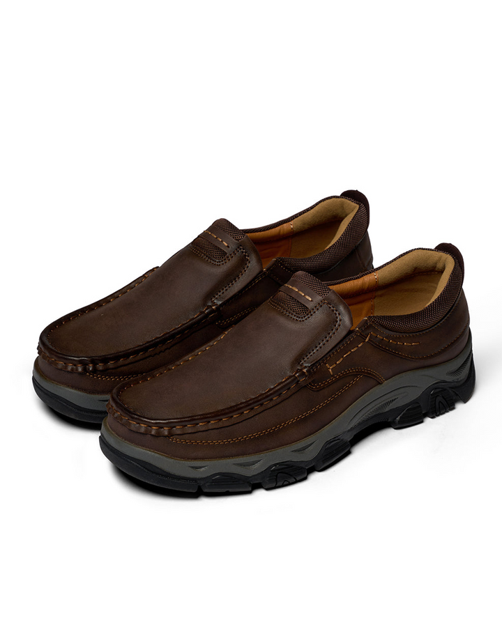 Kai | Sleek Brown Leather Slip-On Loafers For Men